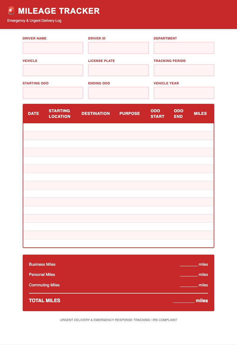 Red bold mileage tracker